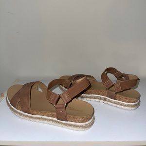 Brown Cork/Leather Platform Sandals Size 7/7.5